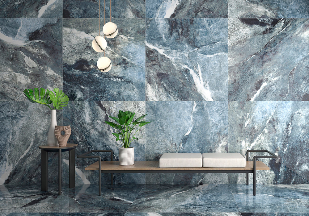 Bodenfliese Amazona Blau Super Poliert 60x120
