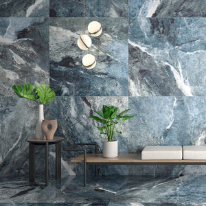 Bodenfliese Amazona Blau Super Poliert 120x120