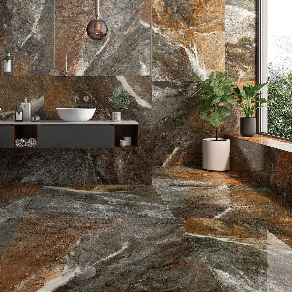 Bodenfliese Amazona Braun Super Poliert 120x120